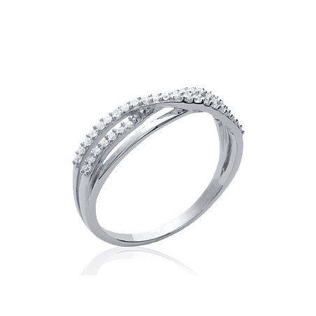 Bague Argent Rhodié Double Rang Scintillant - Kara Bijoux