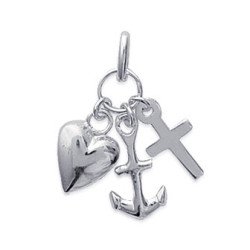 Pendentif Cœur Ancre Croix Argent 925 - Kara Bijoux