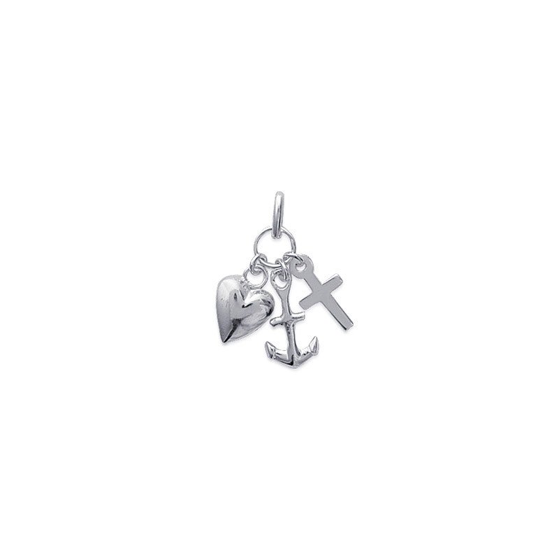 Pendentif Cœur Ancre Croix Argent 925 - Kara Bijoux