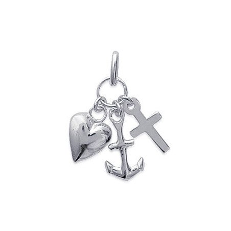 Pendentif Cœur Ancre Croix Argent 925 - Kara Bijoux