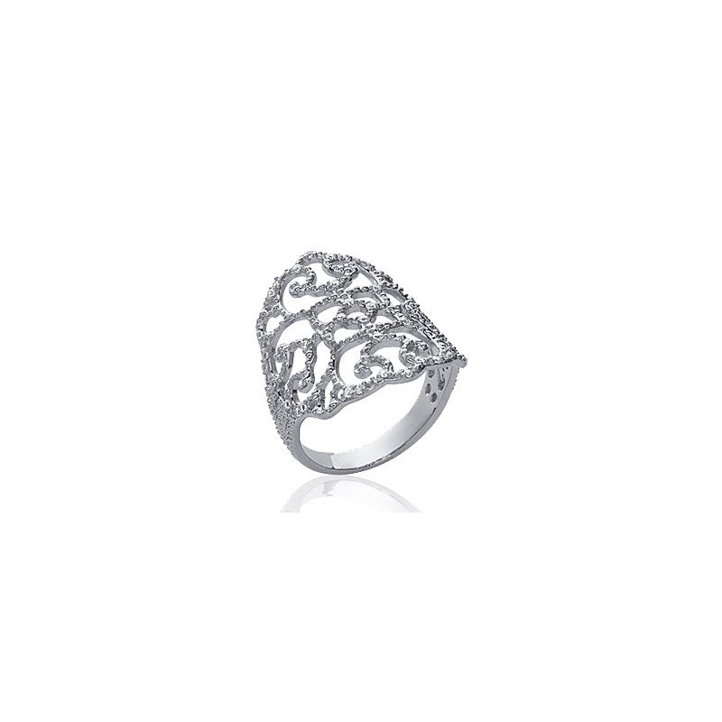 Bague Argent Rhodié Volutes Scintillantes - Kara Bijoux
