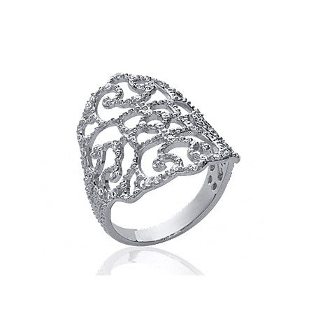 Bague Argent Rhodié Volutes Scintillantes - Kara Bijoux