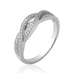Bague Tressée Scintillante Argent Rhodié | Kara Bijoux