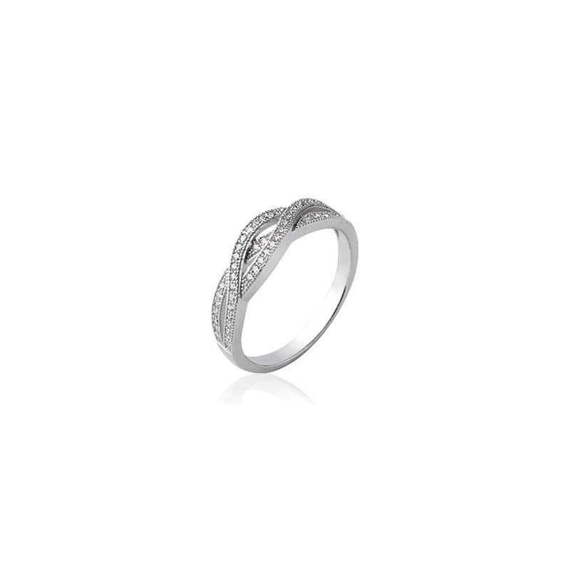 Bague Tressée Scintillante Argent Rhodié | Kara Bijoux