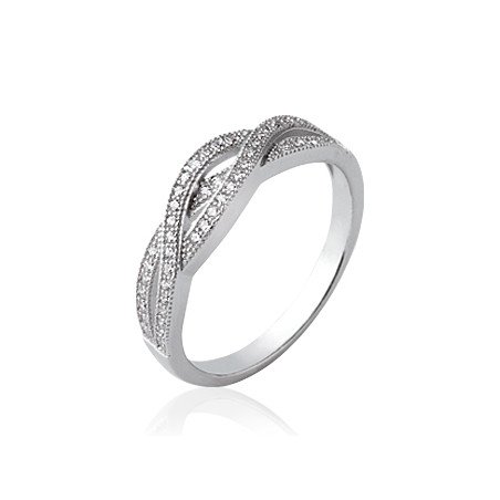 Bague Tressée Scintillante Argent Rhodié | Kara Bijoux