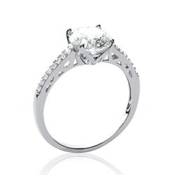 Bague Solitaire Argent Rhodié Oxyde de Zirconium | Kara Bijoux