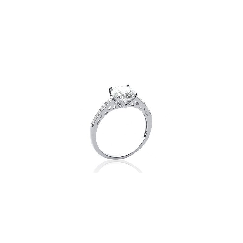 Bague Solitaire Argent Rhodié Oxyde de Zirconium | Kara Bijoux