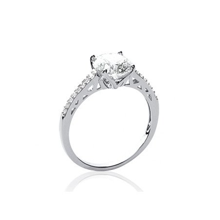 Bague Solitaire Argent Rhodié Oxyde de Zirconium | Kara Bijoux