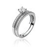 Bague Solitaire & Alliance Argent Rhodié Scintillante