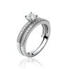 Bague Solitaire & Alliance Argent Rhodié Scintillante