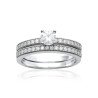 Bague Solitaire & Alliance Argent Rhodié Scintillante