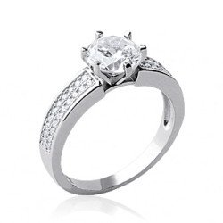Bague Solitaire Argent Rhodié Oxyde de Zirconium | Kara Bijoux