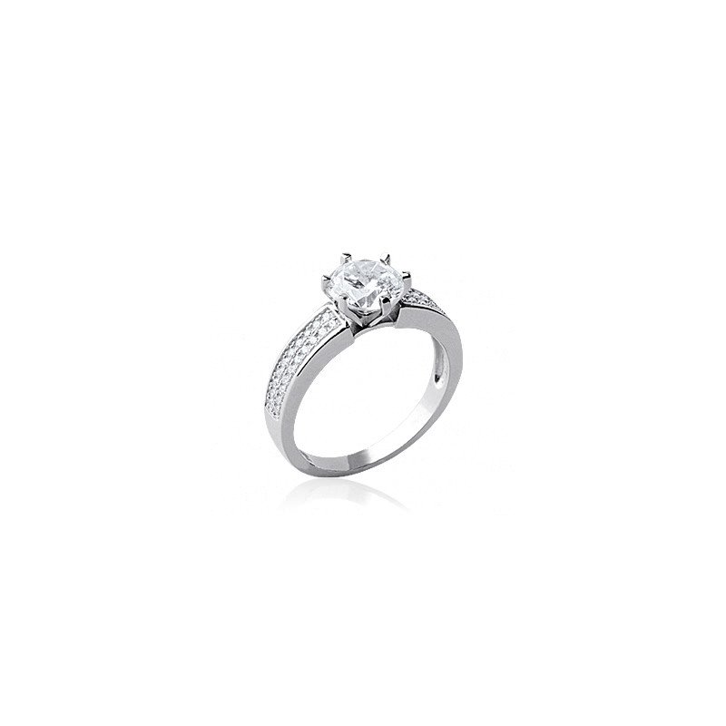 Bague Solitaire Argent Rhodié Oxyde de Zirconium | Kara Bijoux
