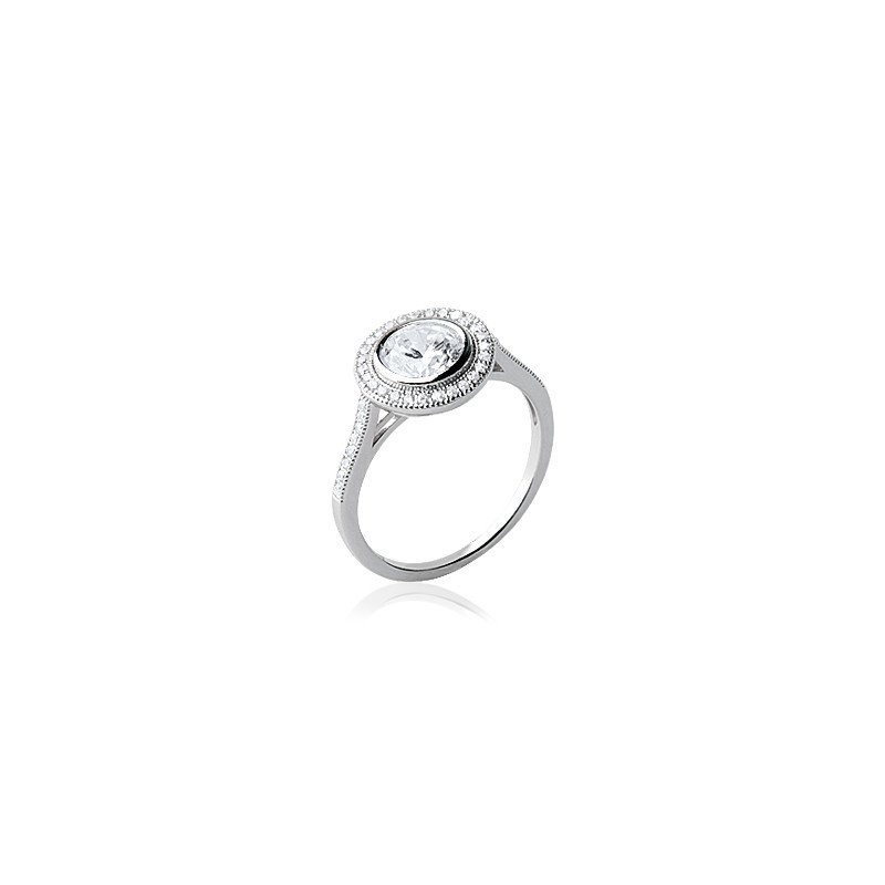 Bague Argent Rhodié Halo Scintillant - Kara Bijoux
