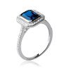 Bague Argent Rhodié Zircon Bleu et Zircons | Kara Bijoux