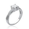 Bague Solitaire Entrelacée Argent Rhodié & Oxyde de Zirconium
