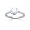 Bague Solitaire Halo Argent Rhodié Zirconia - Kara Bijoux
