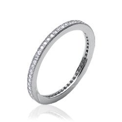 Bague Alliance Fine Argent Rhodié Oxyde de Zirconium