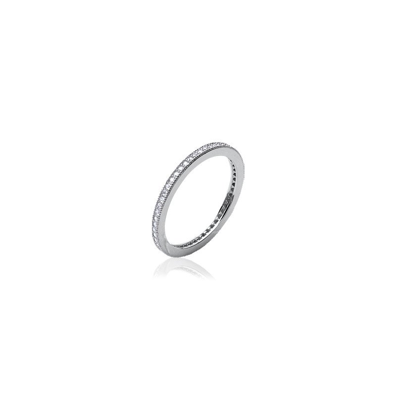 Bague Alliance Fine Argent Rhodié Oxyde de Zirconium