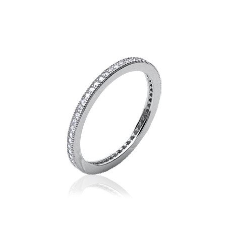 Bague Alliance Fine Argent Rhodié Oxyde de Zirconium