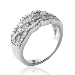 Bague Argent Rhodié Entrelacs Scintillants | Kara Bijoux