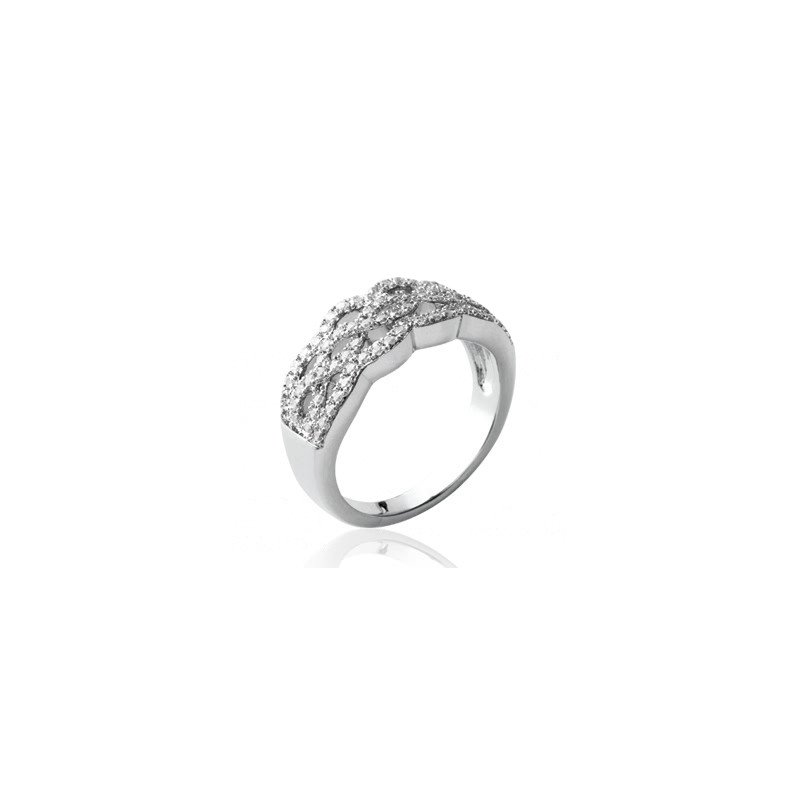 Bague Argent Rhodié Entrelacs Scintillants | Kara Bijoux