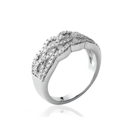 Bague Argent Rhodié Entrelacs Scintillants | Kara Bijoux