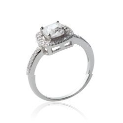 Bague Argent Rhodié Halo Oxydes de Zirconium - Kara Bijoux