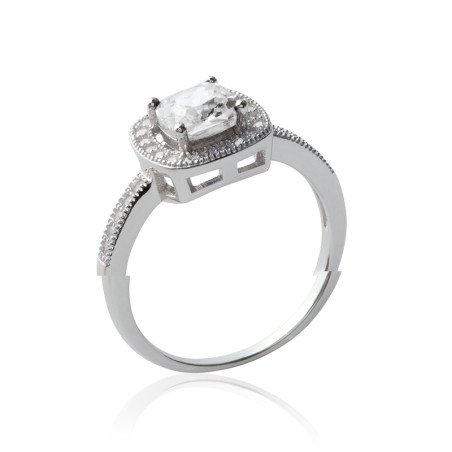 Bague Argent Rhodié Halo Oxydes de Zirconium - Kara Bijoux