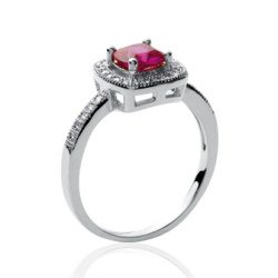 Bague Argent Rhodié Ovale Rouge & Oxyde de Zirconium | Kara Bijoux