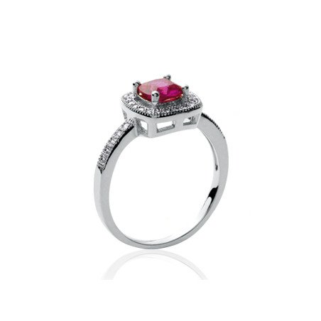 Bague Argent Rhodié Ovale Rouge & Oxyde de Zirconium | Kara Bijoux