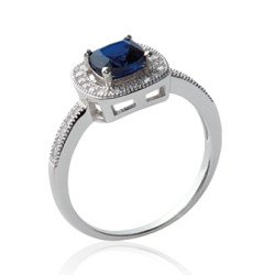Bague Argent Rhodié Oxyde de Zirconium Bleu - Kara Bijoux