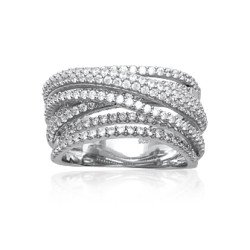 Bague Entrelacs Scintillants Argent Rhodié & Oxyde de Zirconium