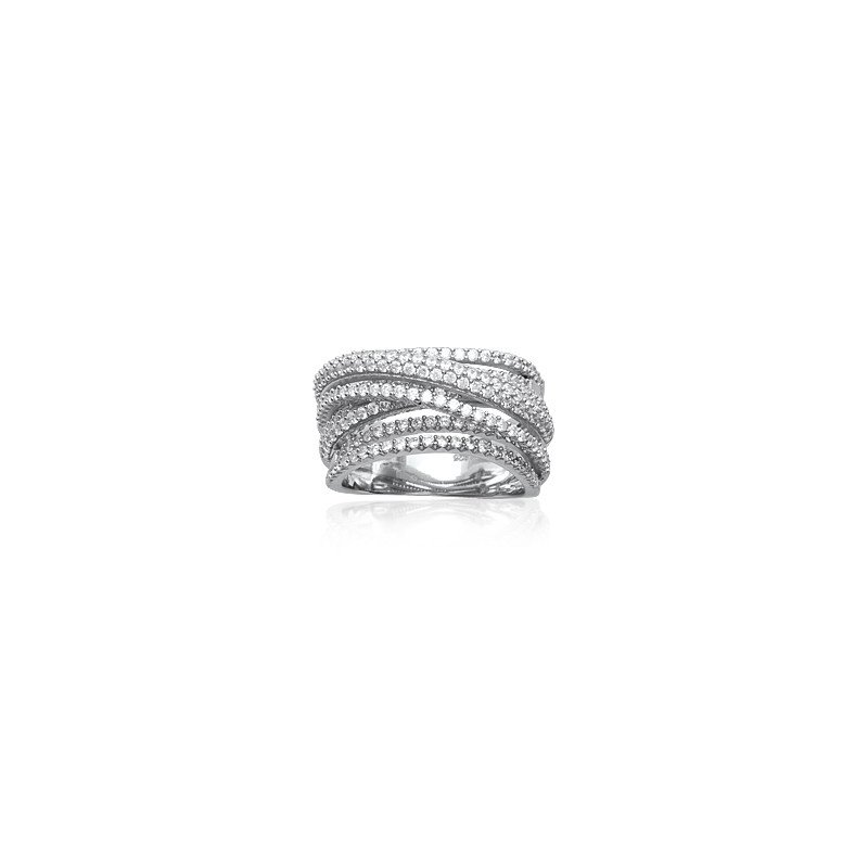 Bague Entrelacs Scintillants Argent Rhodié & Oxyde de Zirconium