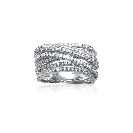 Bague Entrelacs Scintillants Argent Rhodié & Oxyde de Zirconium