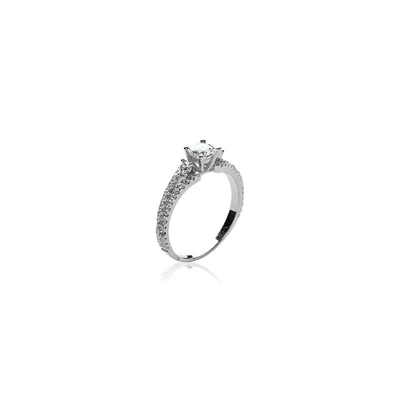 Bague Solitaire Argent Rhodié Zirconia Éclatante | Kara Bijoux