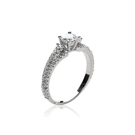 Bague Solitaire Argent Rhodié Zirconia Éclatante | Kara Bijoux