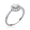 Bague Argent Rhodié Oxyde de Zirconium Halo Scintillant