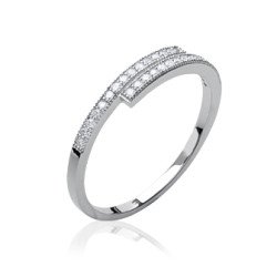 Bague Argent Rhodié Double Ligne Zirconium - Kara Bijoux