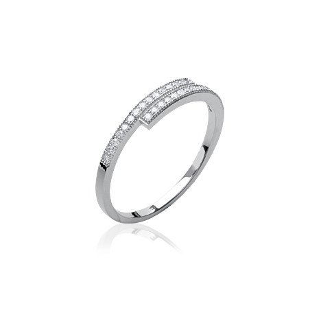 Bague Argent Rhodié Double Ligne Zirconium - Kara Bijoux