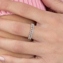 Bague Argent Rhodié Double Rang Oxydes de Zirconium