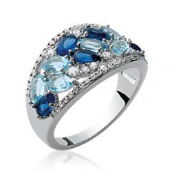 Bague Dôme Éclat Azur en Argent Rhodié 925 | Kara Bijoux