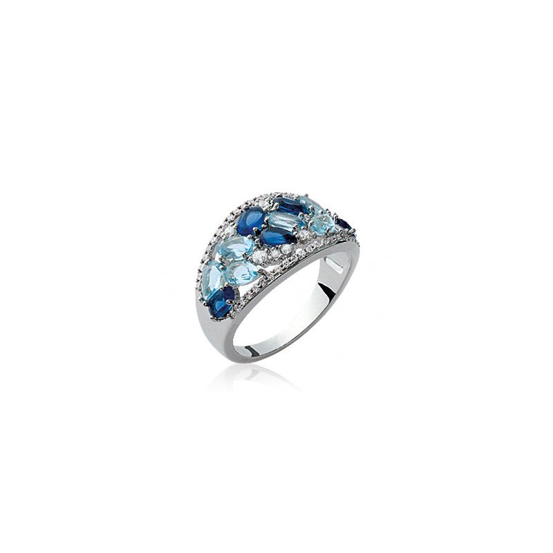 Bague Dôme Éclat Azur en Argent Rhodié 925 | Kara Bijoux