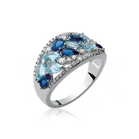 Bague Dôme Éclat Azur en Argent Rhodié 925 | Kara Bijoux