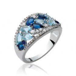 Bague Dôme Éclat Azur en Argent Rhodié 925 | Kara Bijoux