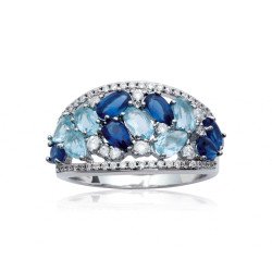 Bague Dôme Éclat Azur en Argent Rhodié 925 | Kara Bijoux