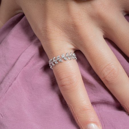 Bague Feuillage Scintillant Argent Rhodié - Kara Bijoux