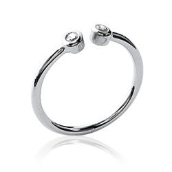 Bague Ouverte Argent Rhodié Zirconia - Kara Bijoux