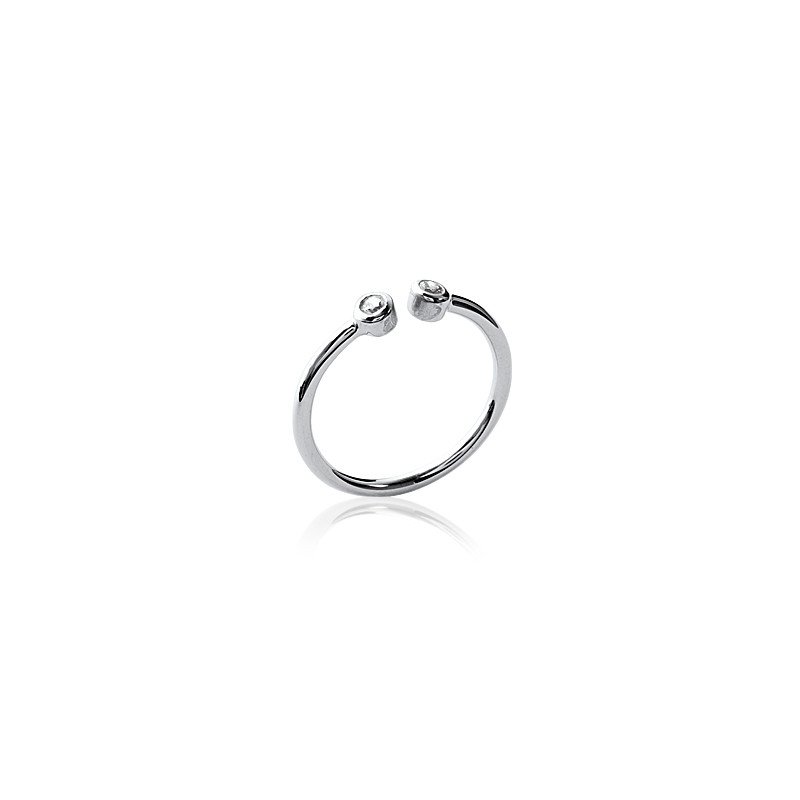 Bague Ouverte Argent Rhodié Zirconia - Kara Bijoux