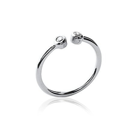 Bague Ouverte Argent Rhodié Zirconia - Kara Bijoux